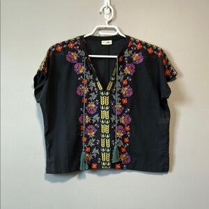Natural Life Boho Floral Embroidered Top